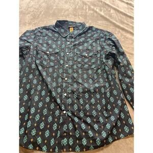 Vintage Wrangler Shirt Pearl Snap XXL‎ Plaid Western Rodeo Work Aztec